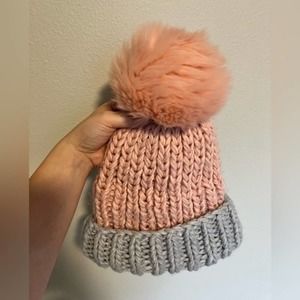 Free People Purple and Pink Knit Beanie